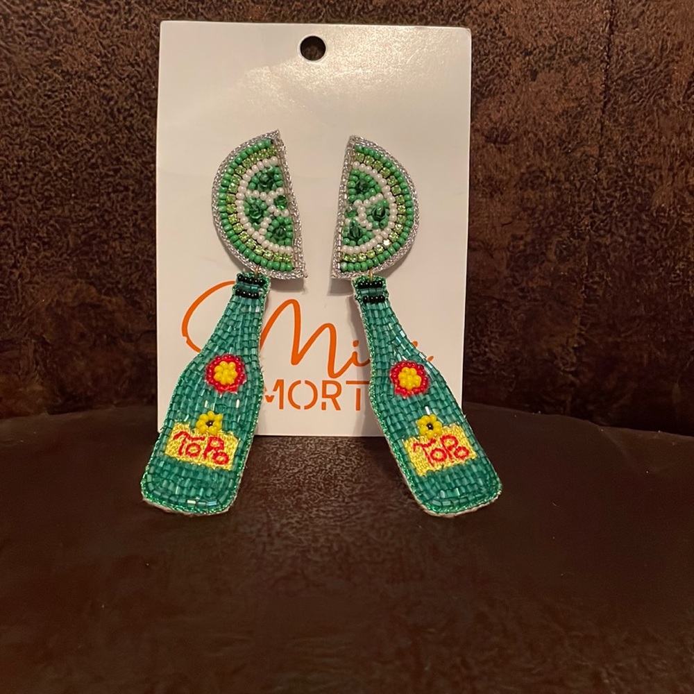 Beaded Topo Chico fun earring